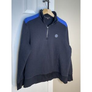 Michael Kors Men's Black Blue 1/4 Zip Pullover Sweatshirt - L